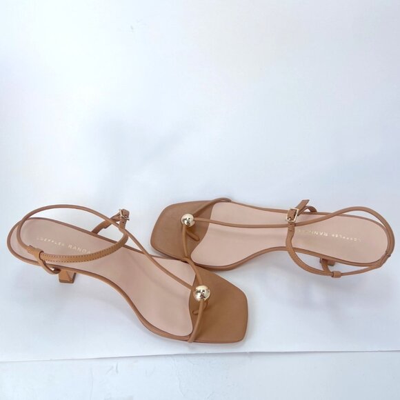 Loeffler Randall Women Triana Dune Sandals Leather Square Toe Kitten Heels 10B - Picture 6 of 11